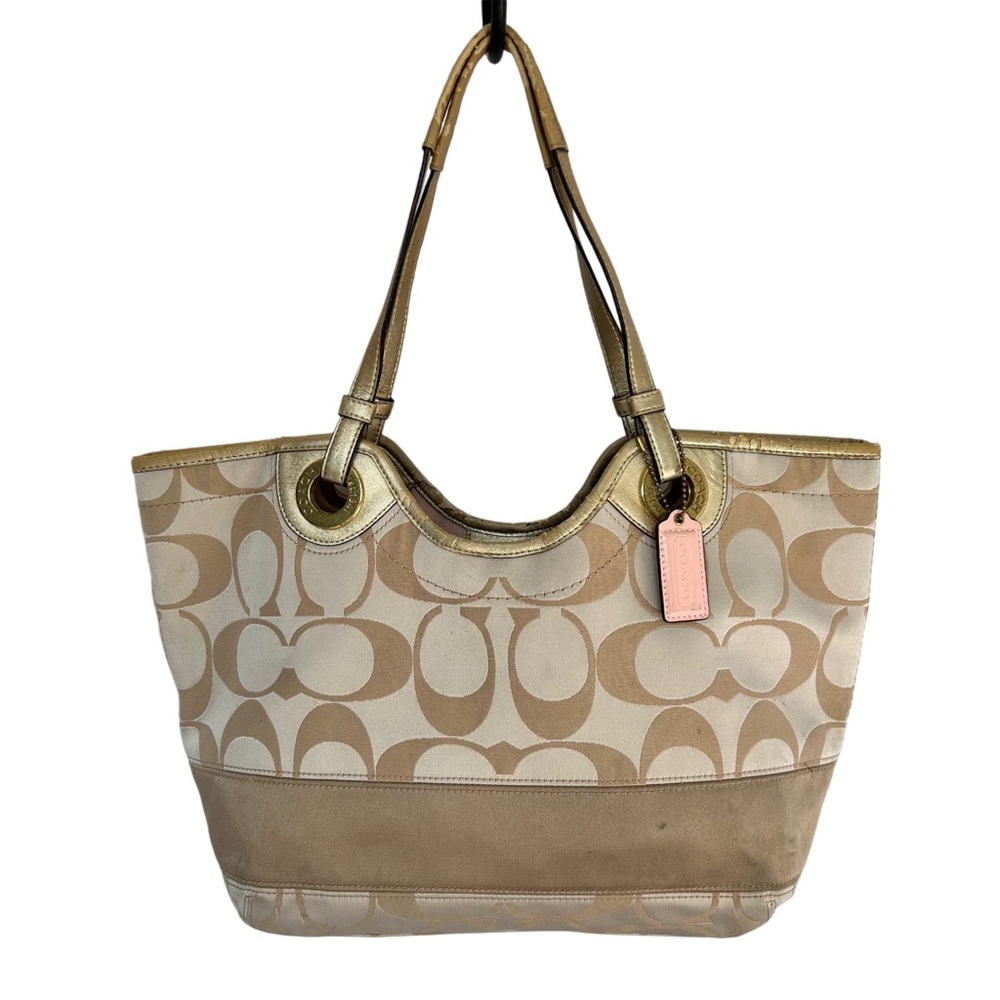 Coach Carryall Bag Signature Stripe Tote F19565 Light Khaki
Gold Handbag Purse